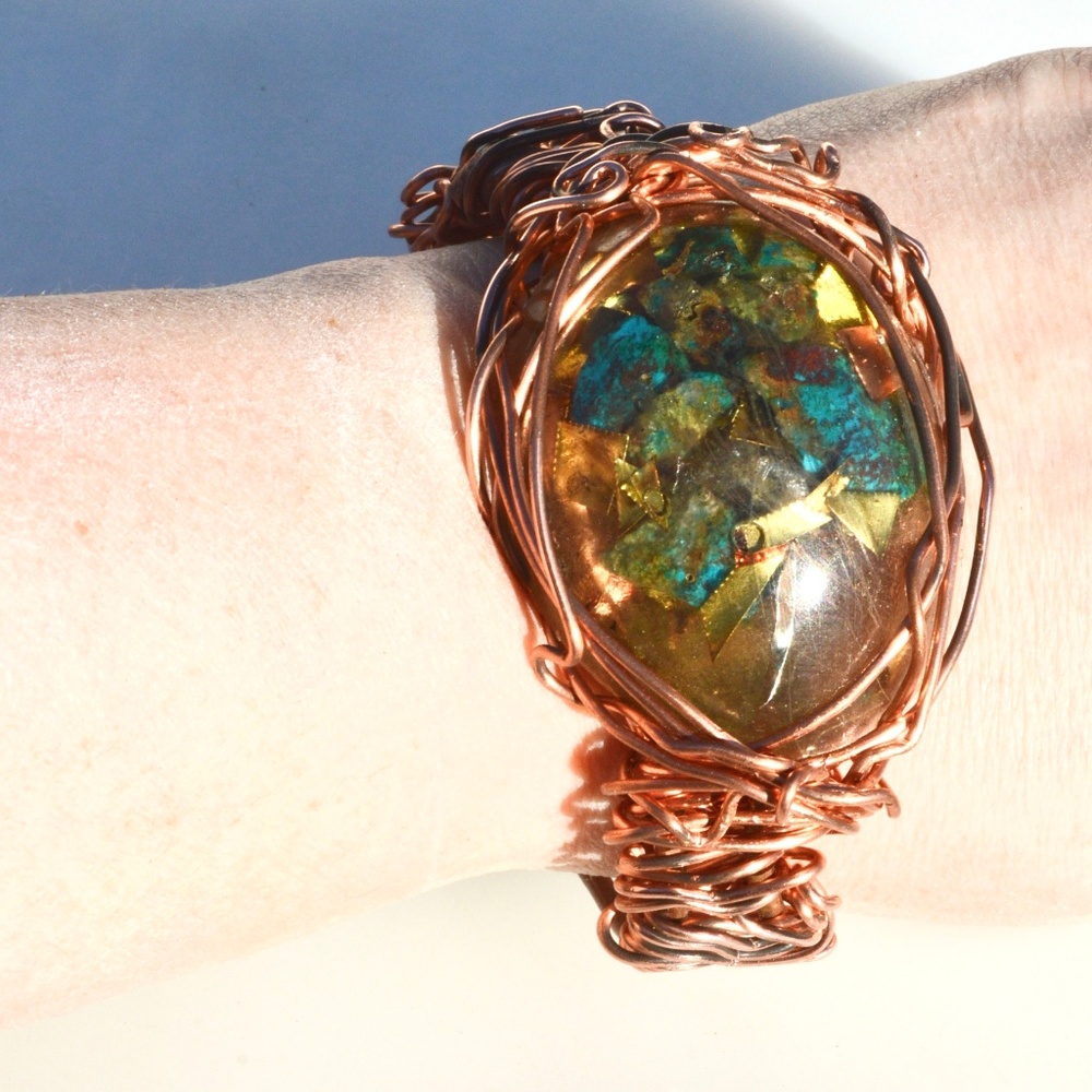 Eilat Stone Brass Copper Herkimer Diamond Bracelet - Picture 2 of 8